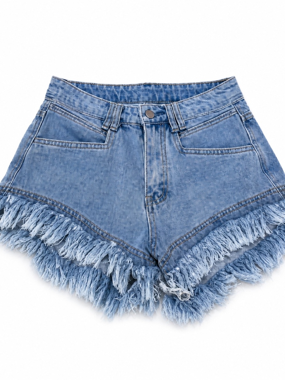 Women’s High- Waisted Fringe Denim Shorte
